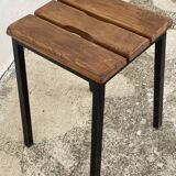 Vintage 1950s iron and wood stool