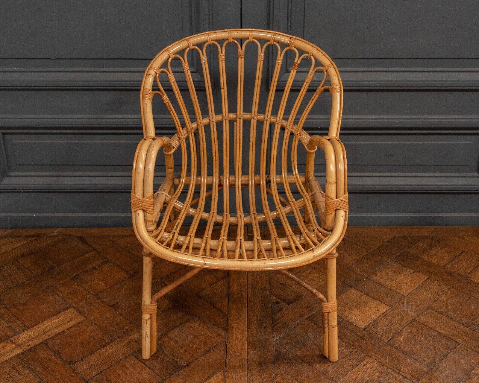 Suite of three rattan armchairs 1960 with original patina