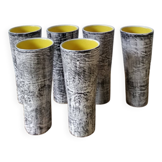 6 ceramic glasses from the 60s