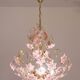 Vintage Murano Glass Chandelier Pink Flowers, 1970