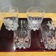 Series of 4 crystal whiskey glasses engraved vine decoration