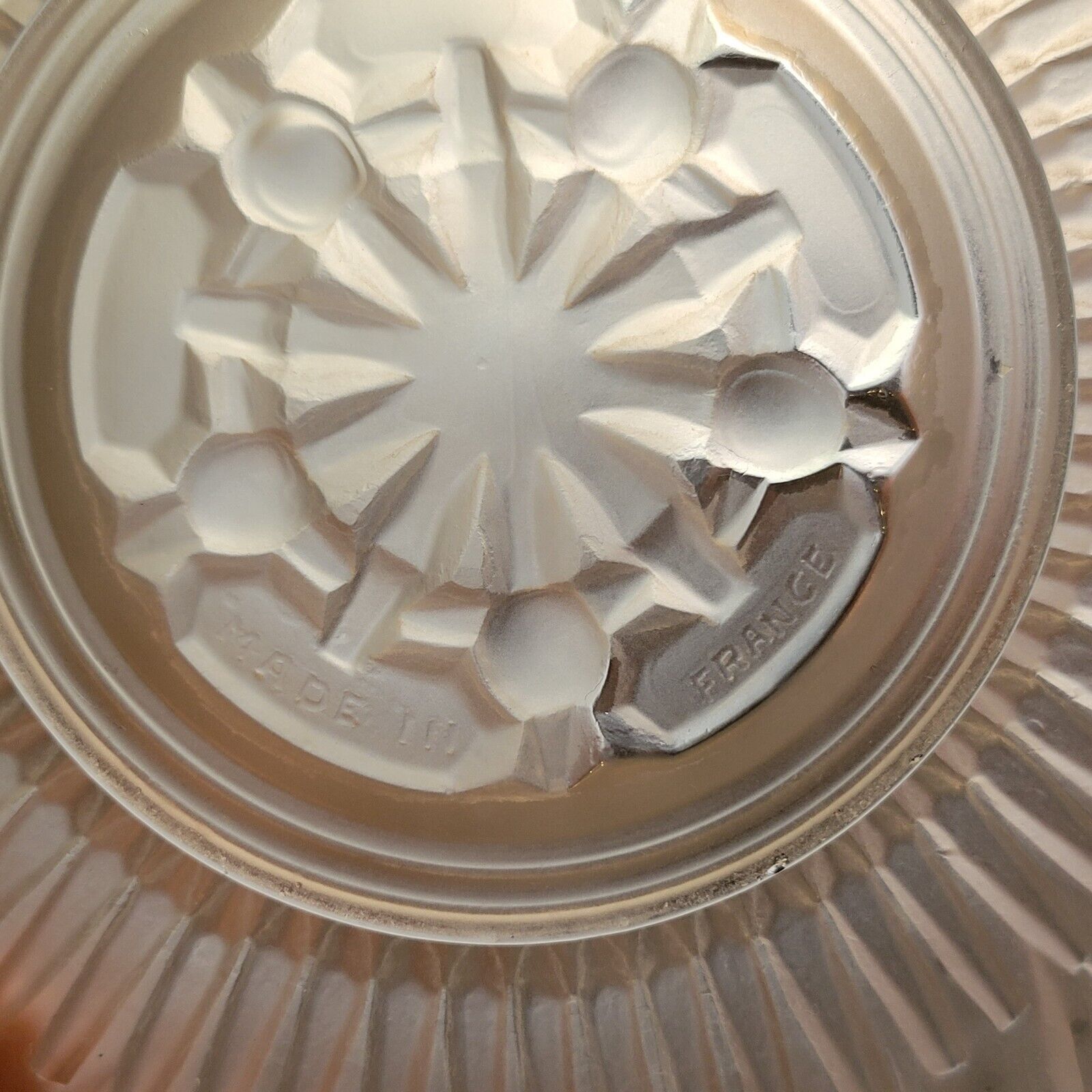 Old glass cut molded satin art deco