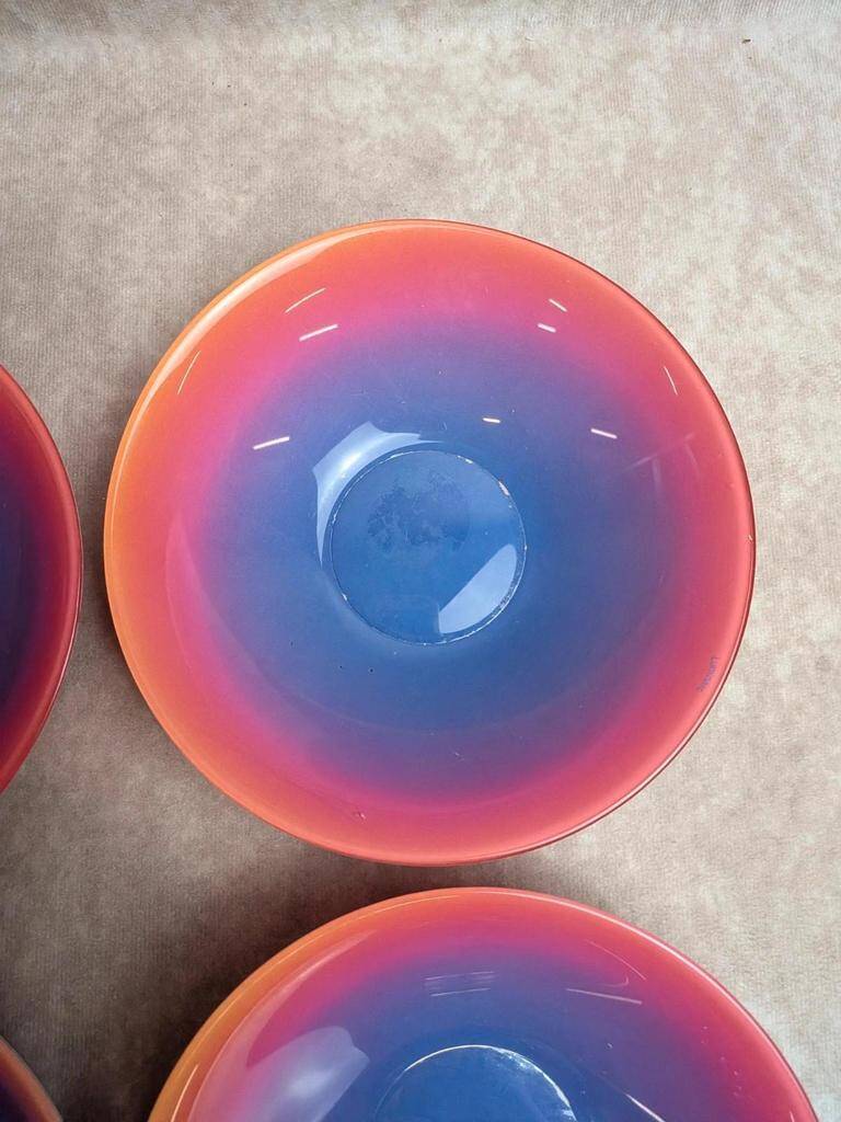 Set of 7 vintage coloured Luminarc bowls