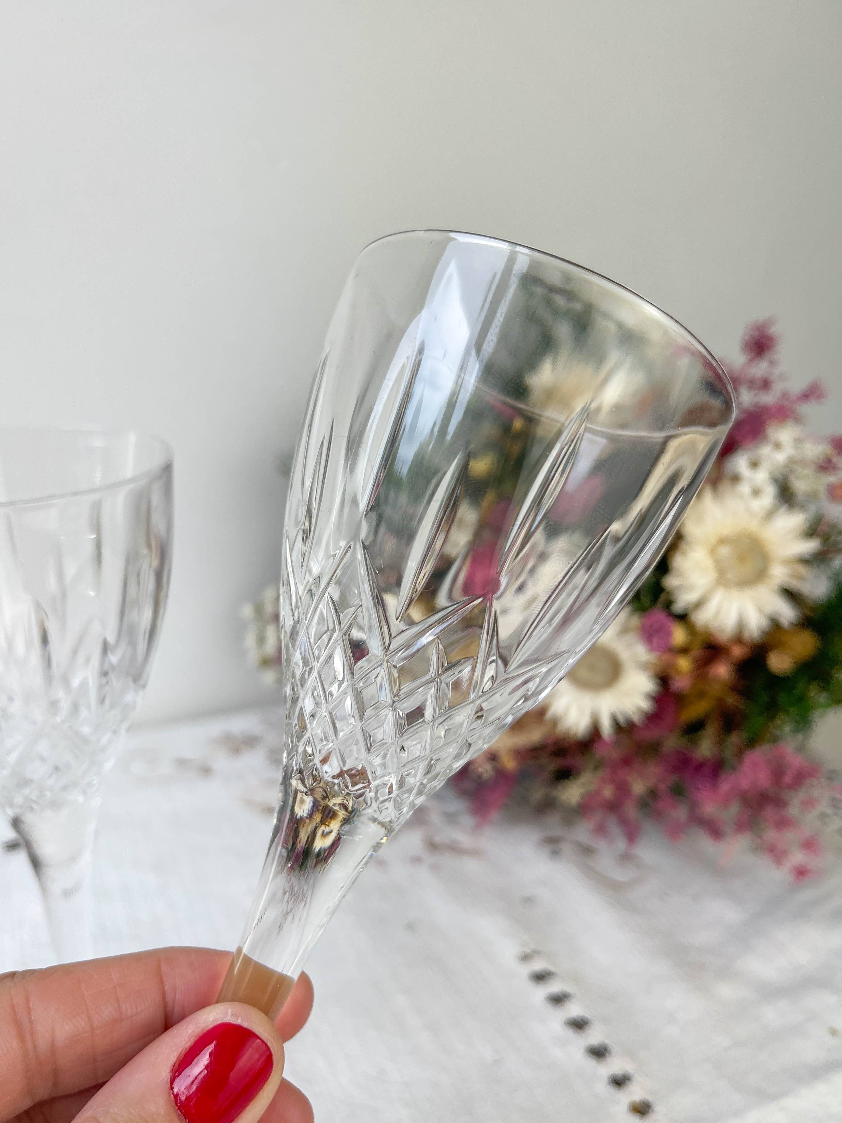 3 vintage chiseled crystal glasses