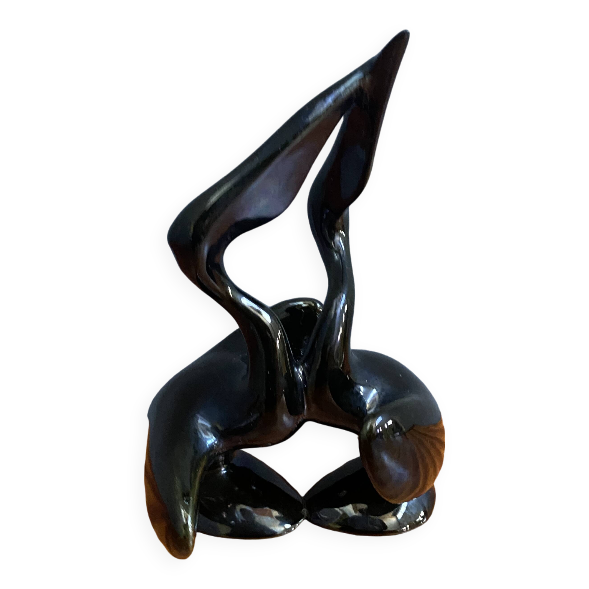 Black ceramic figurine of 2 Pelicans by Miroslav Smutny 1960s