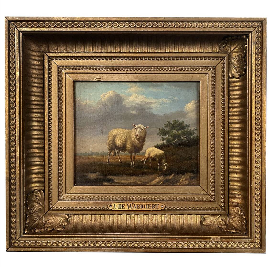 Arthur de waerhert (1881-1944). "sheep", pair of oils on panel.