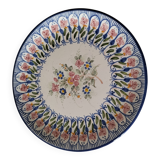 Assiette faïence peinte à la main, bouquet fleuri