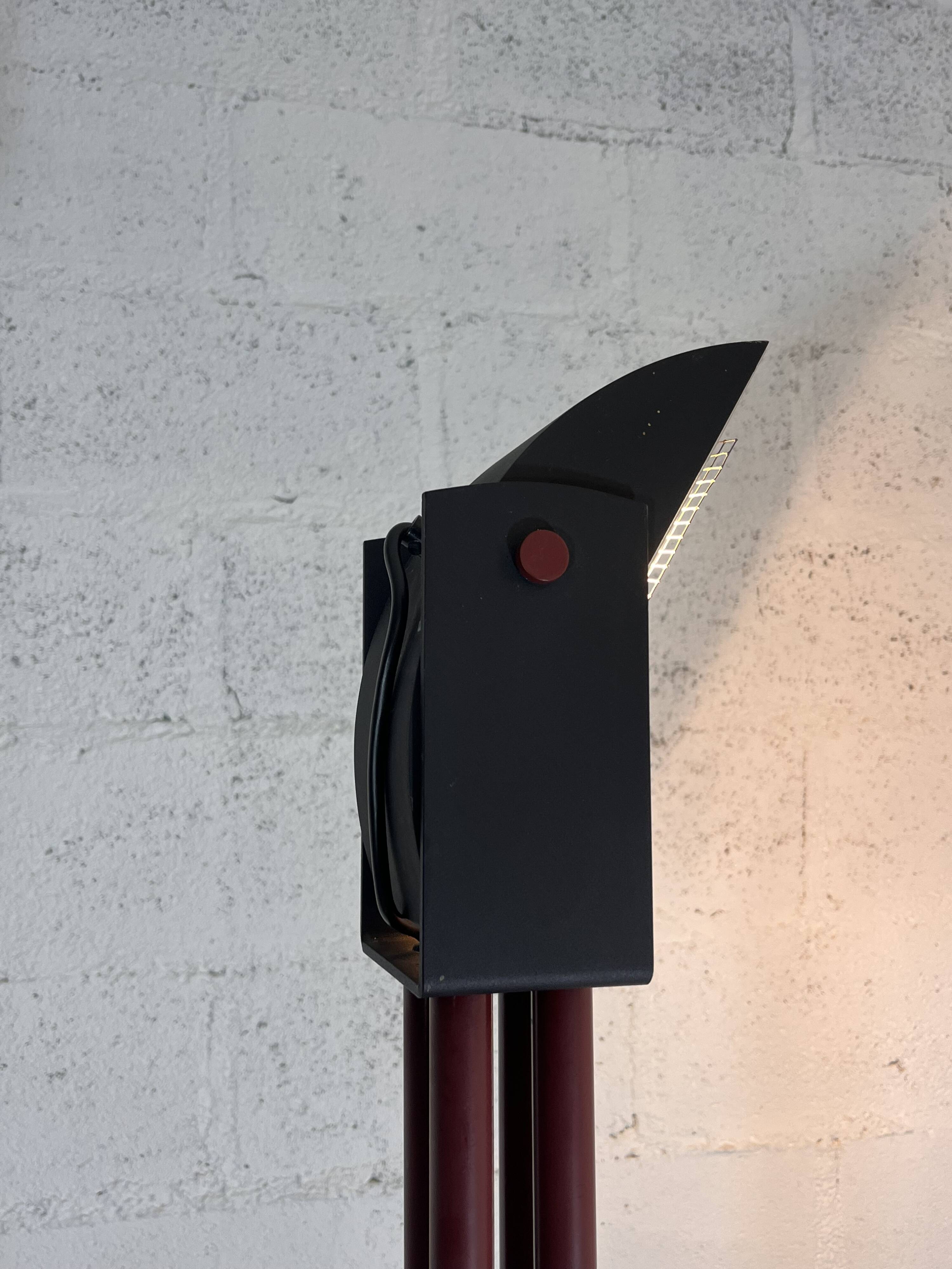 Halogen Red Black floor lamp, Italy, 1980s