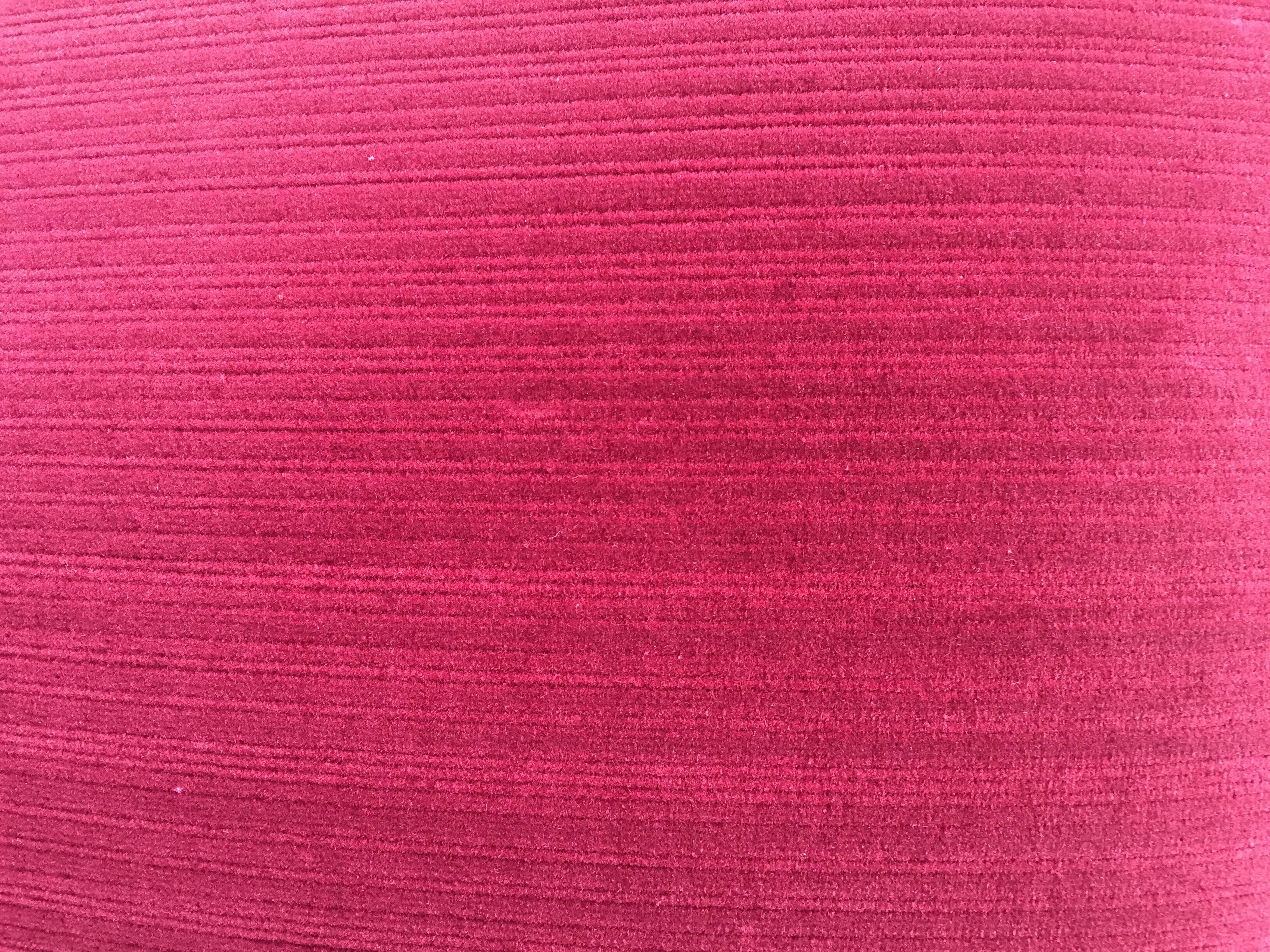 50s footrest in red velvet and scuplented wood