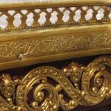 Auxiliary table made of wood, marble and brass, France 1950