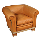 Italian design armchair in leather from the 70s