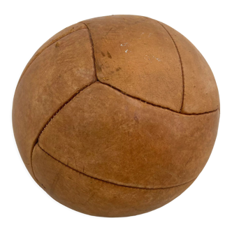 Vintage Brown Leather Medicine Ball, 1930's