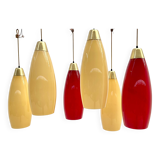 red and yellow murano glass pendants