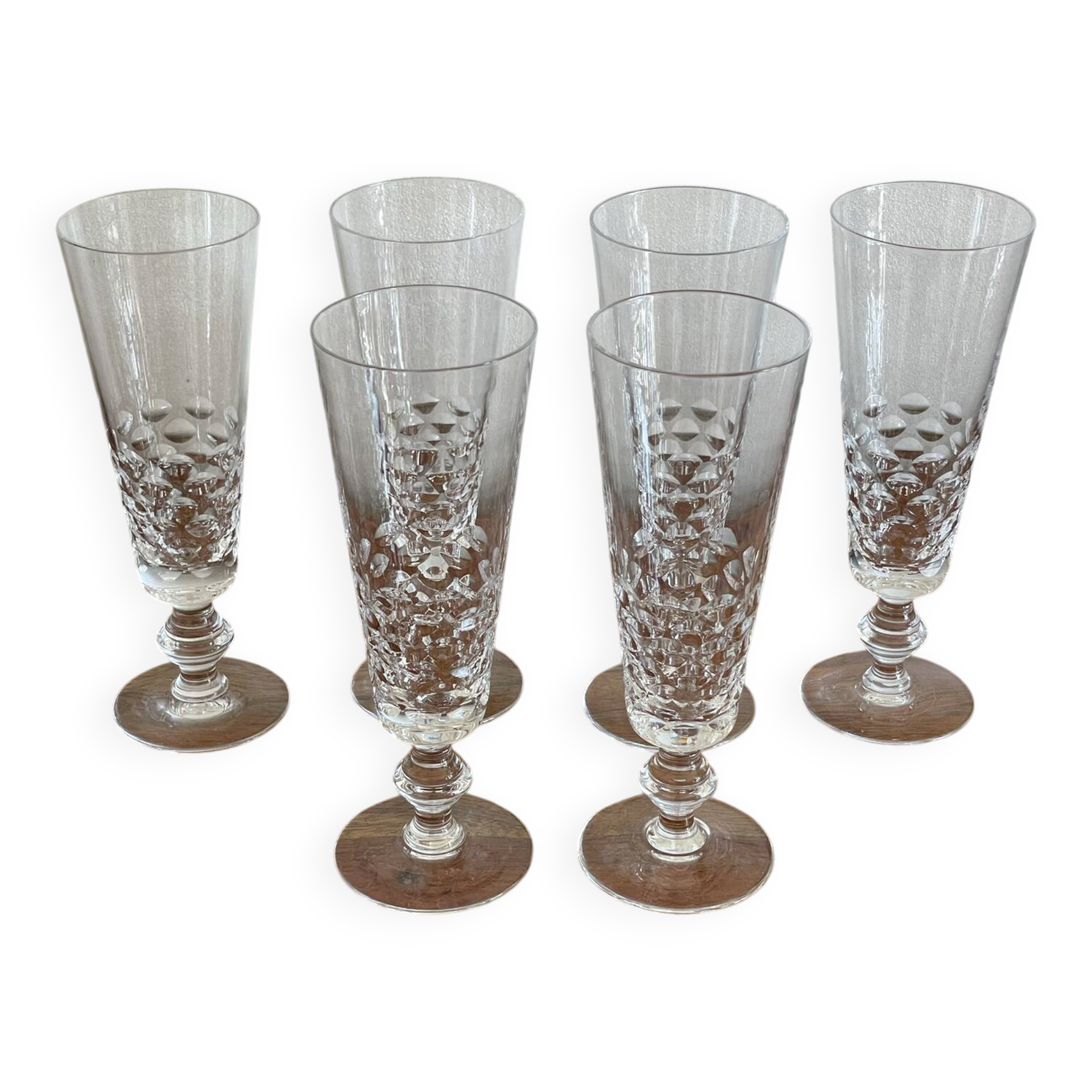 6 crystal champagne flutes