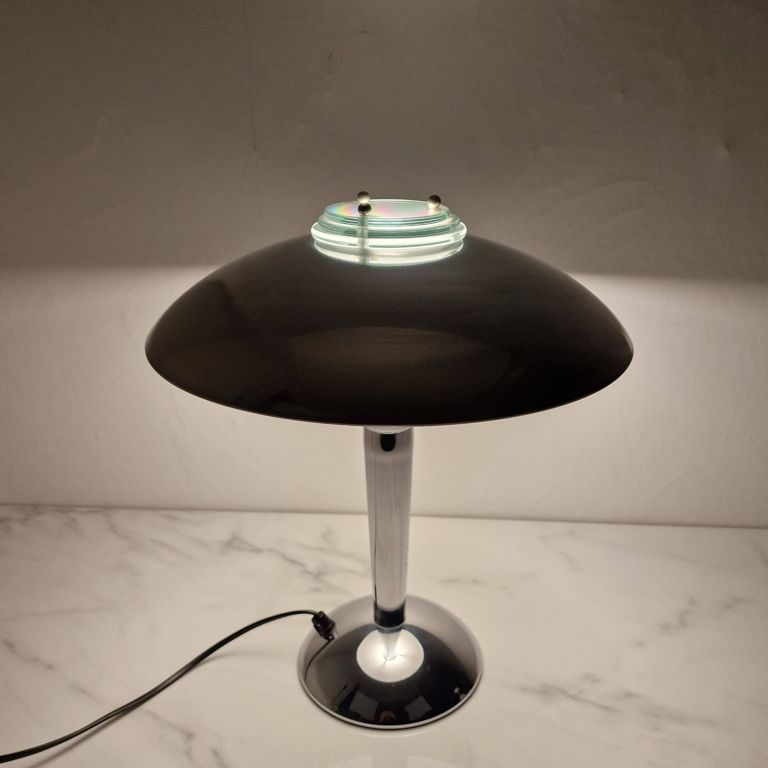 Vintage Chrome & Glass Table Lamp – Space Age Style