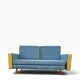 Vintage blue armchair/daybed/sofa bed with yellow accents.