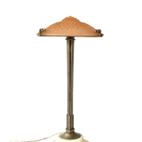 Monumental art deco pink table lamp, Muller frères Luneville, France, ca 1920s