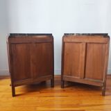 Pair of Art Deco walnut bedside tables