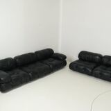 Camaleonda Sofa in Black Leather by Mario Bellini for C&B Italia 1960s