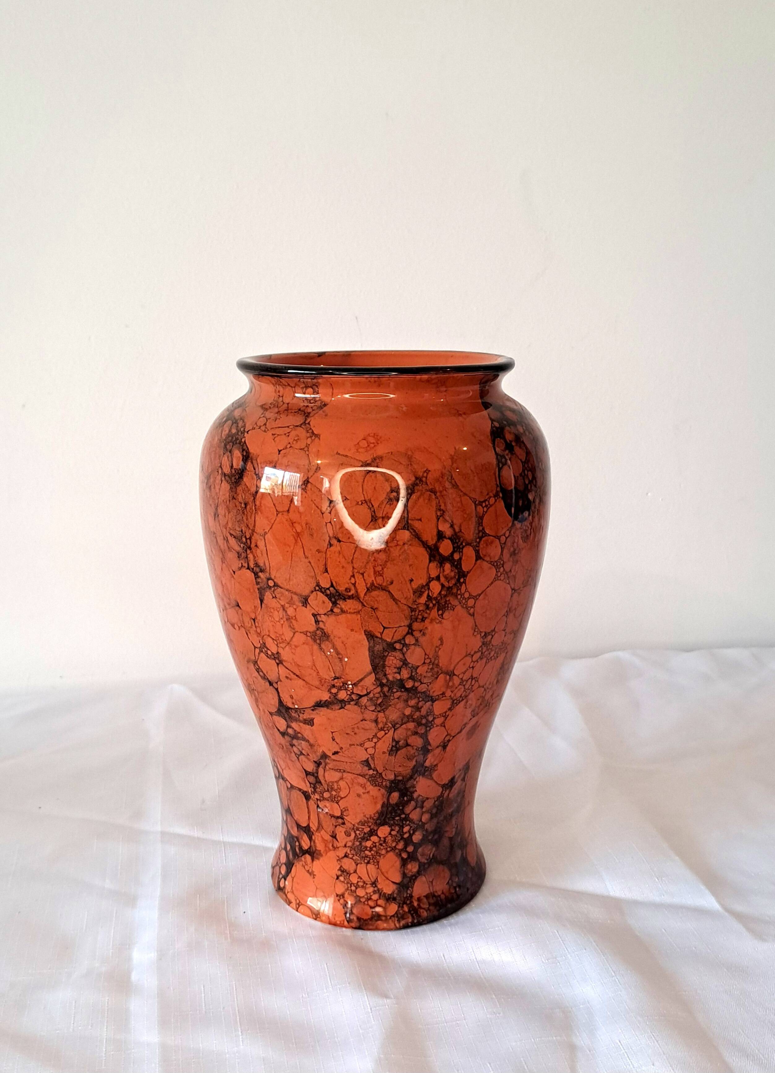 Glazed ceramic vase with marbled effect — vintage retro decor