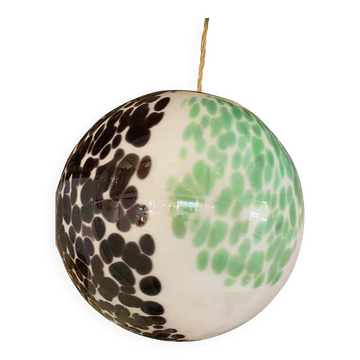 Sphère Murrine Contemporaine Verte et Noire en Verre de Murano