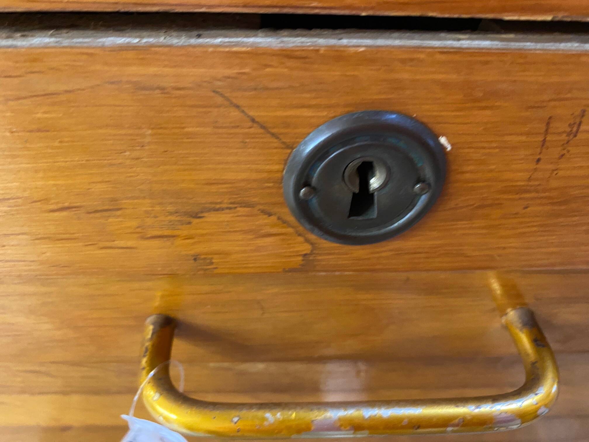 50s/60s light oak curtain filing cabinet low model with removable shelves