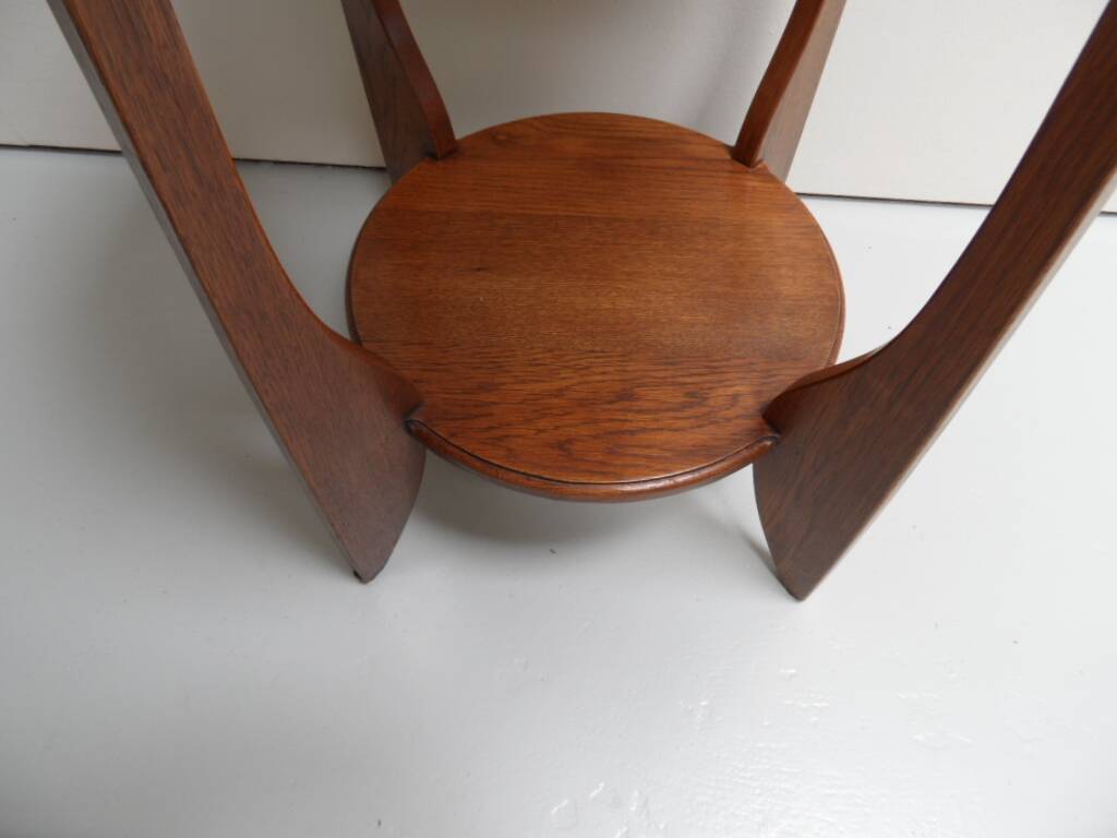 Table d'appoint ronde en chêne Art Déco