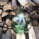 Dame-jeanne en verre soufflé couleur vert  15 litres