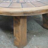 Brutalist ceramic and wood coffee table
