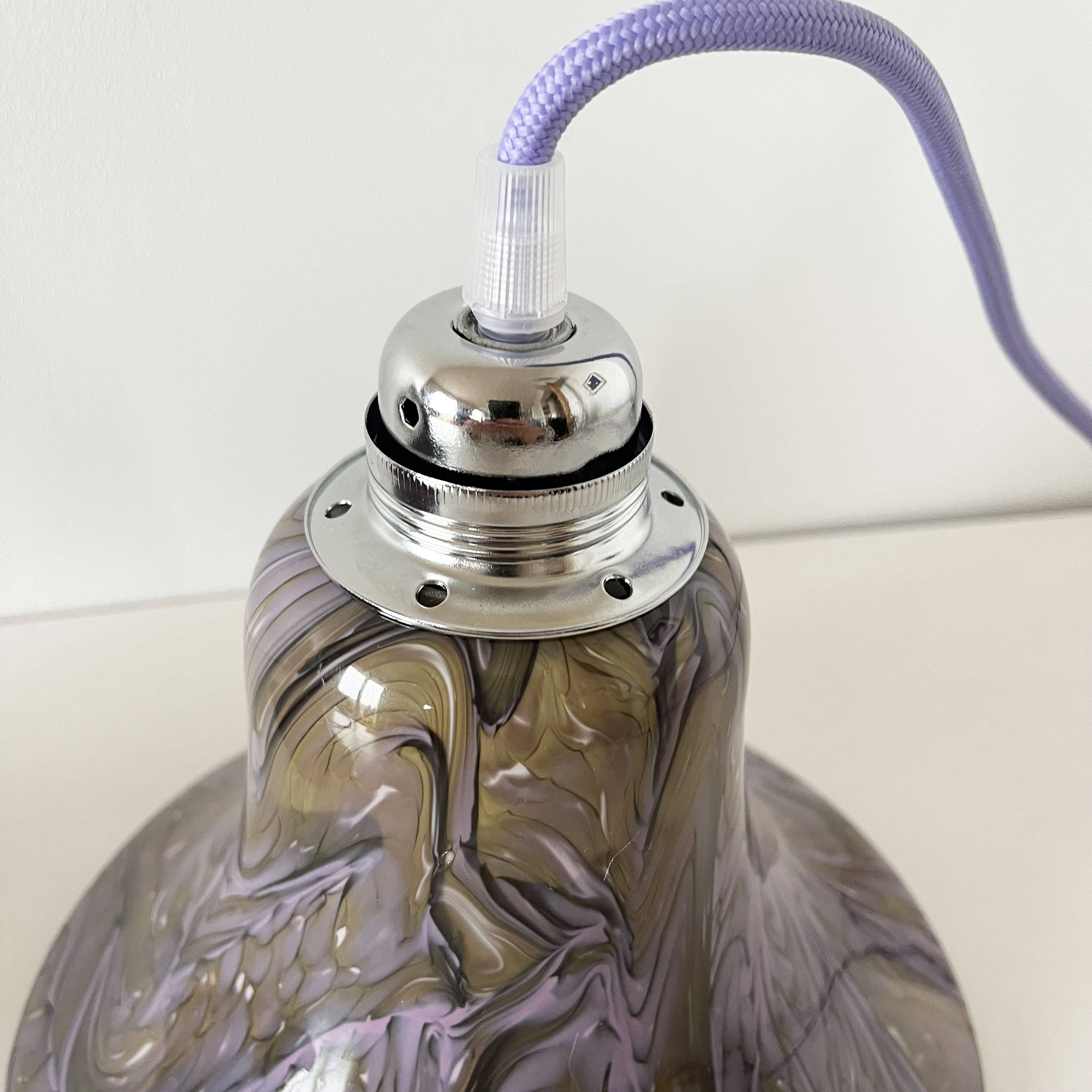 Pair of vintage purple opaline globe lamps