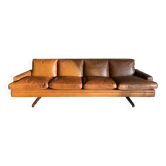 Rare Fredrik Kayser 4-seater sofa in cognac leather Model 807