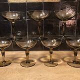 Lot of 7 champagne glasses smoked glass