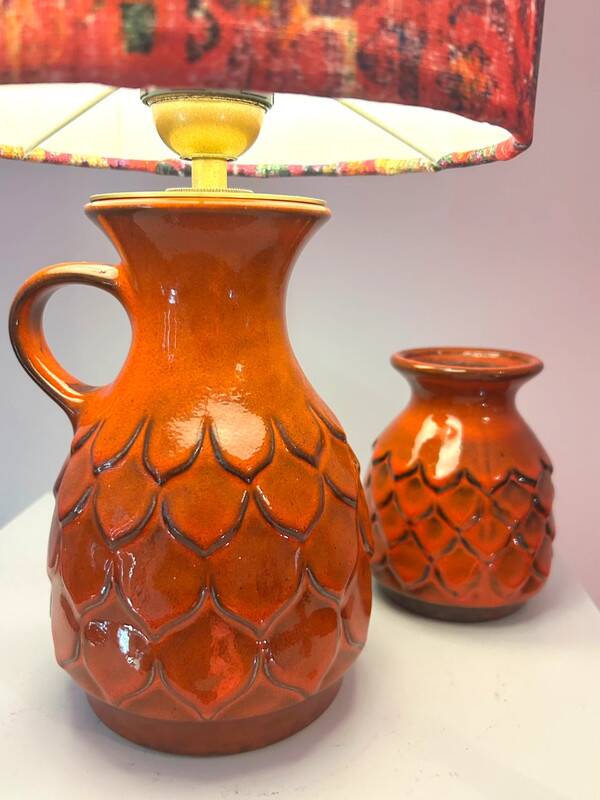 Jasba Vintage Ceramic Lamp – Original Mid-Century Upcycled with Matching Shade