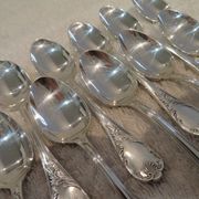 12 silver-plated mocha spoons by Christofle Marly, 10cm