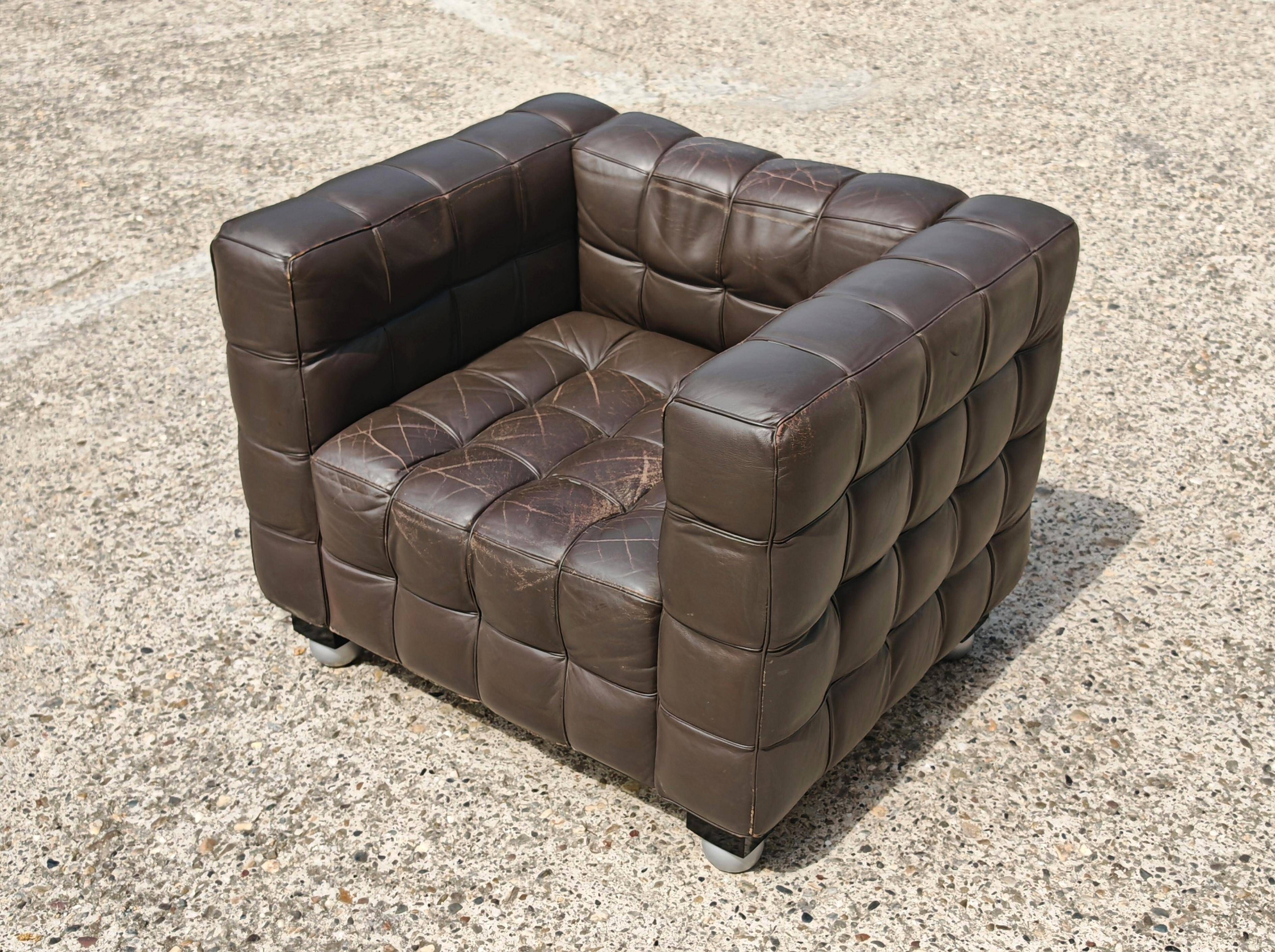 Fauteuil Vienna Secession Kubus par Josef Hoffmann, fabriqué par Wittmann