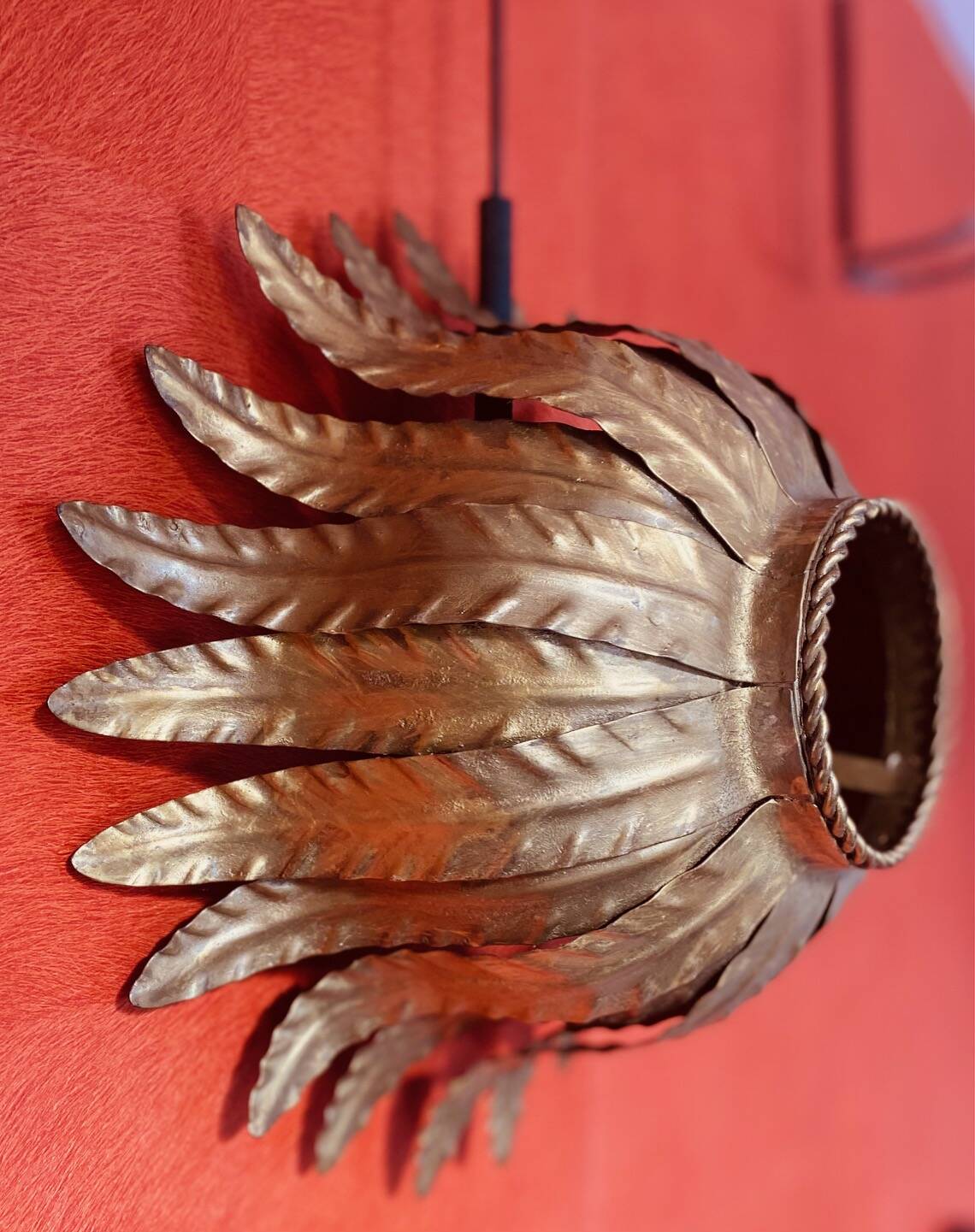 Vintage gold metal flower wall light or ceiling light.