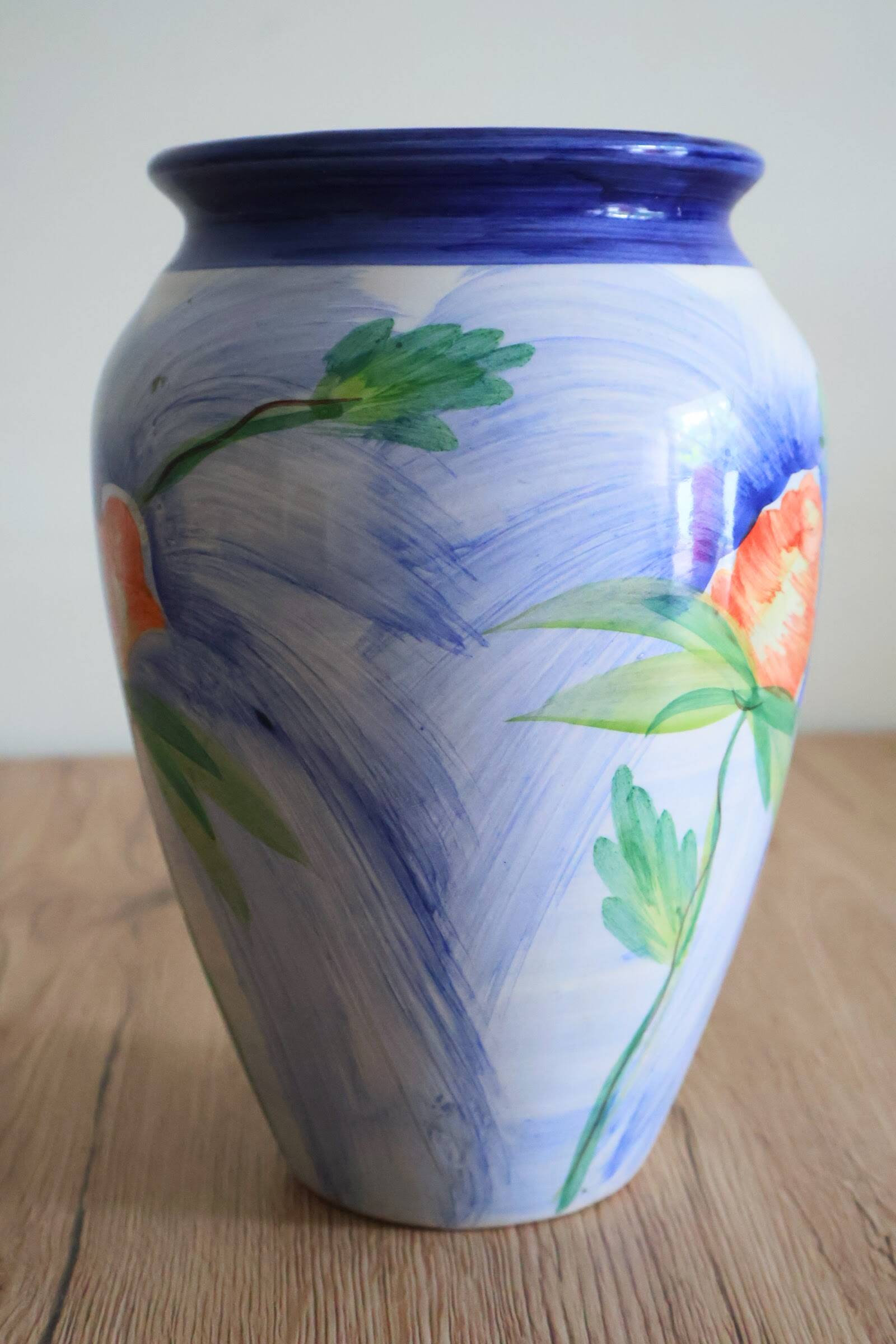 Vase à fleurs en céramique décor floral