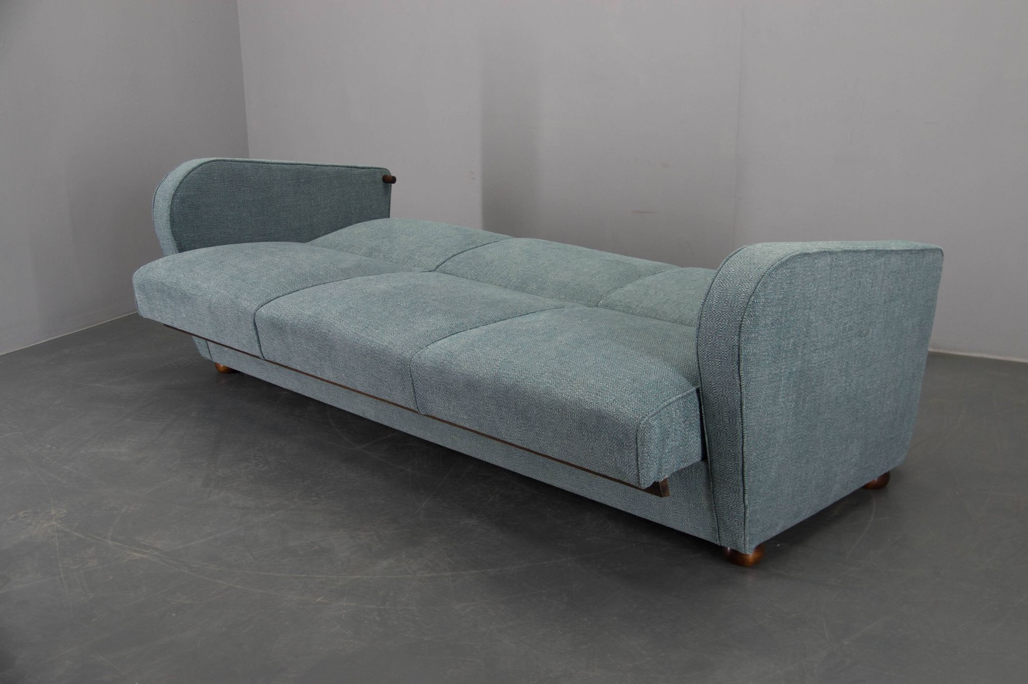 Newly Upholstered Art Deco Sofa / Folding Bed by Halabala, 1930s