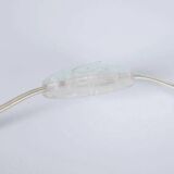 Minimalist glass table lamp from the 80s with a pleated shade.