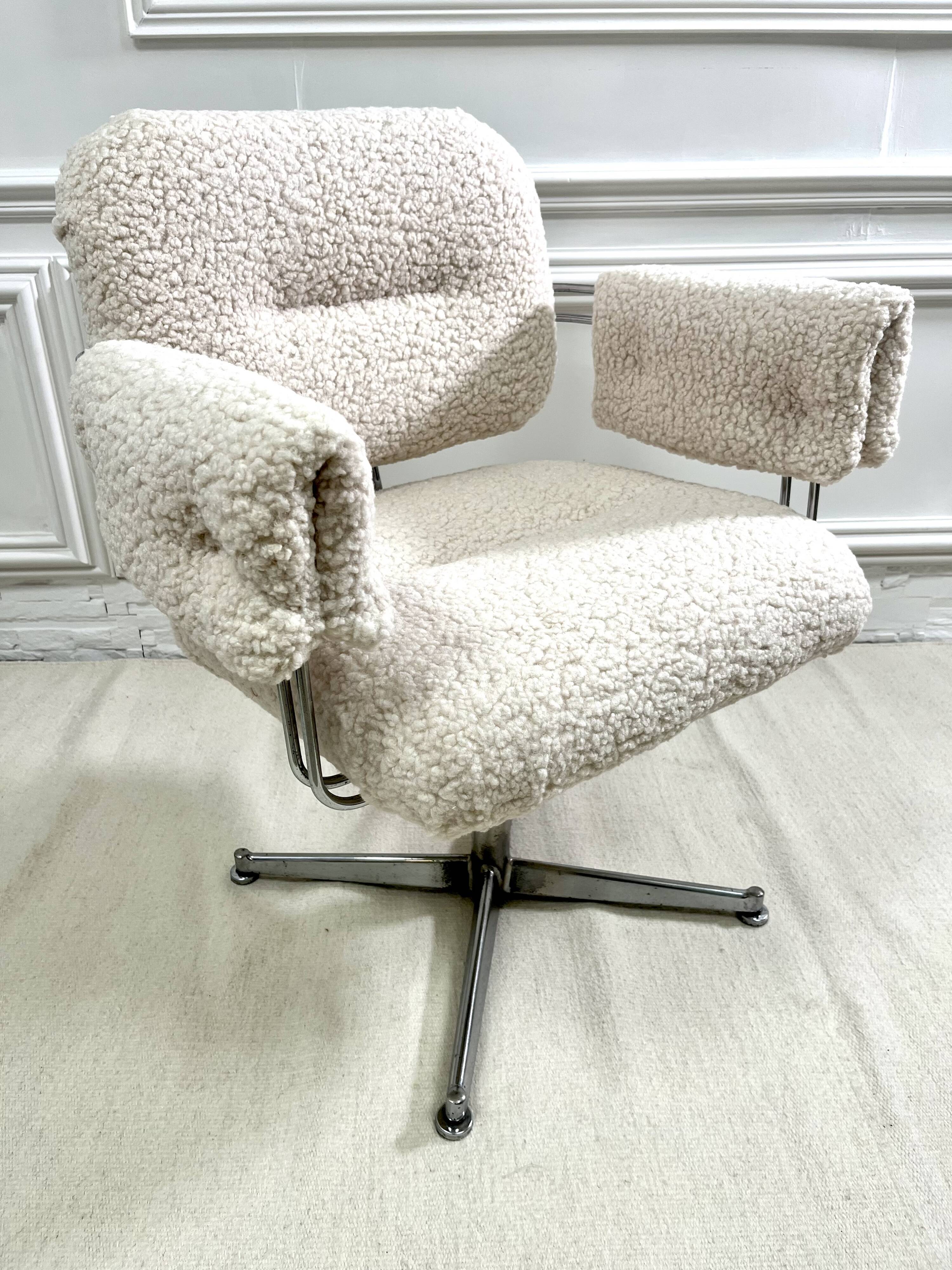Vintage armchair in faux sheep's fur