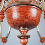 Italian chandelier in patinated wood, 50s