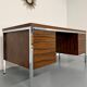 Vintage desk with rosewood veneer and chrome metal design from the 1970s.