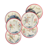 Set of 6 compartmentalized plates Longwy hand painted