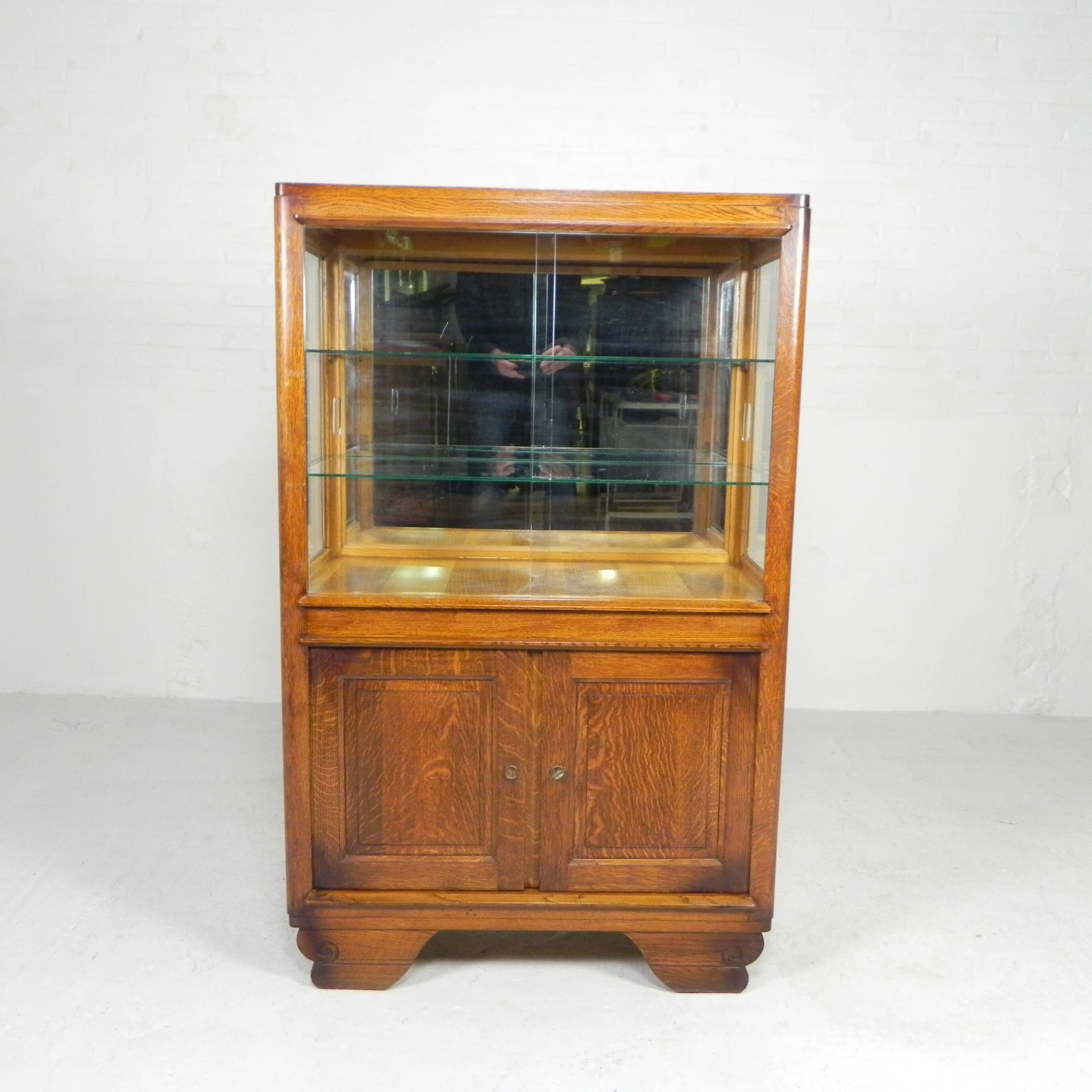 Art Deco display cabinet with sliding glass doors