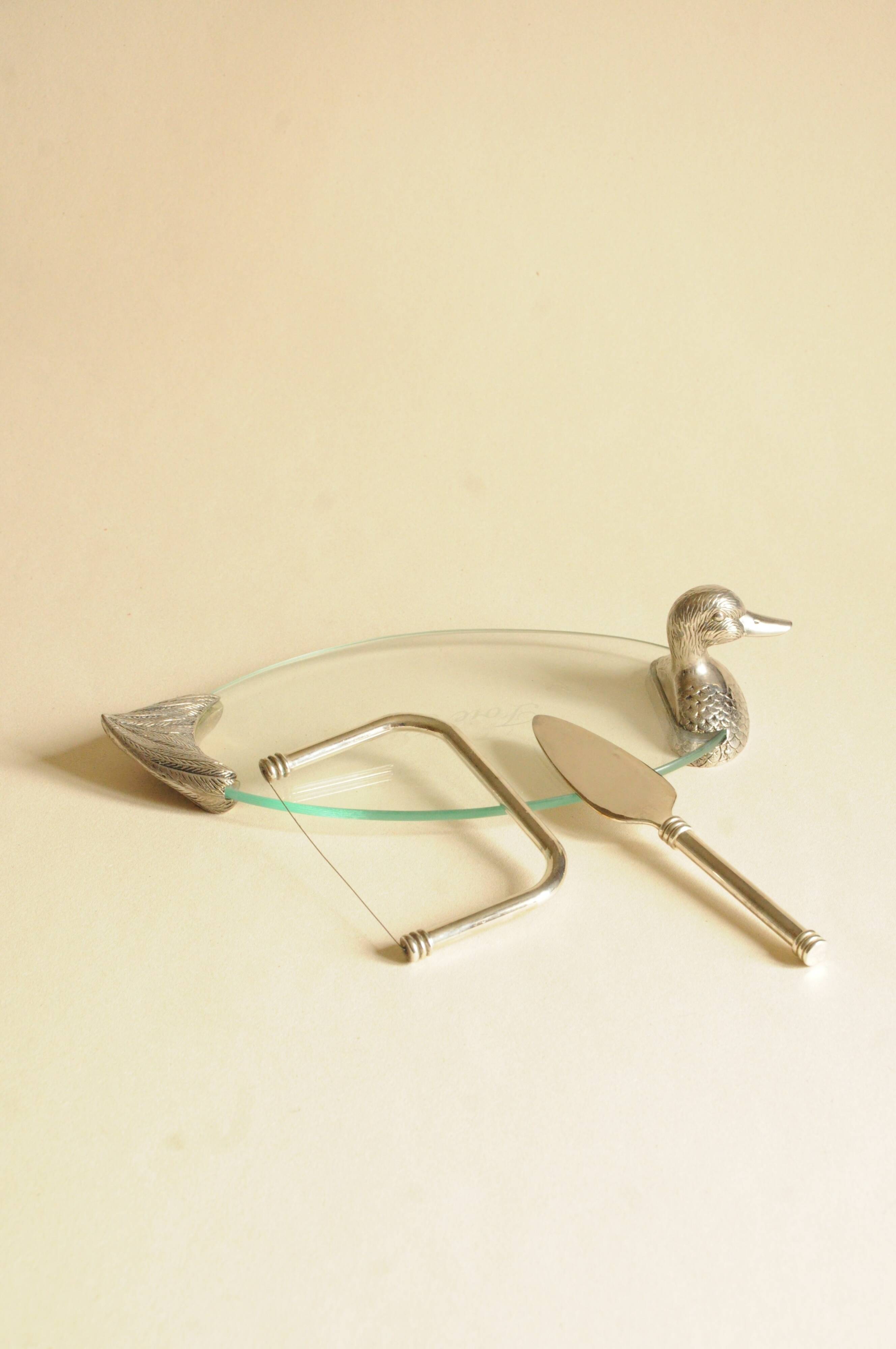 Vintage Foie Gras Dish - Duck Design – Glass Presentation Platter