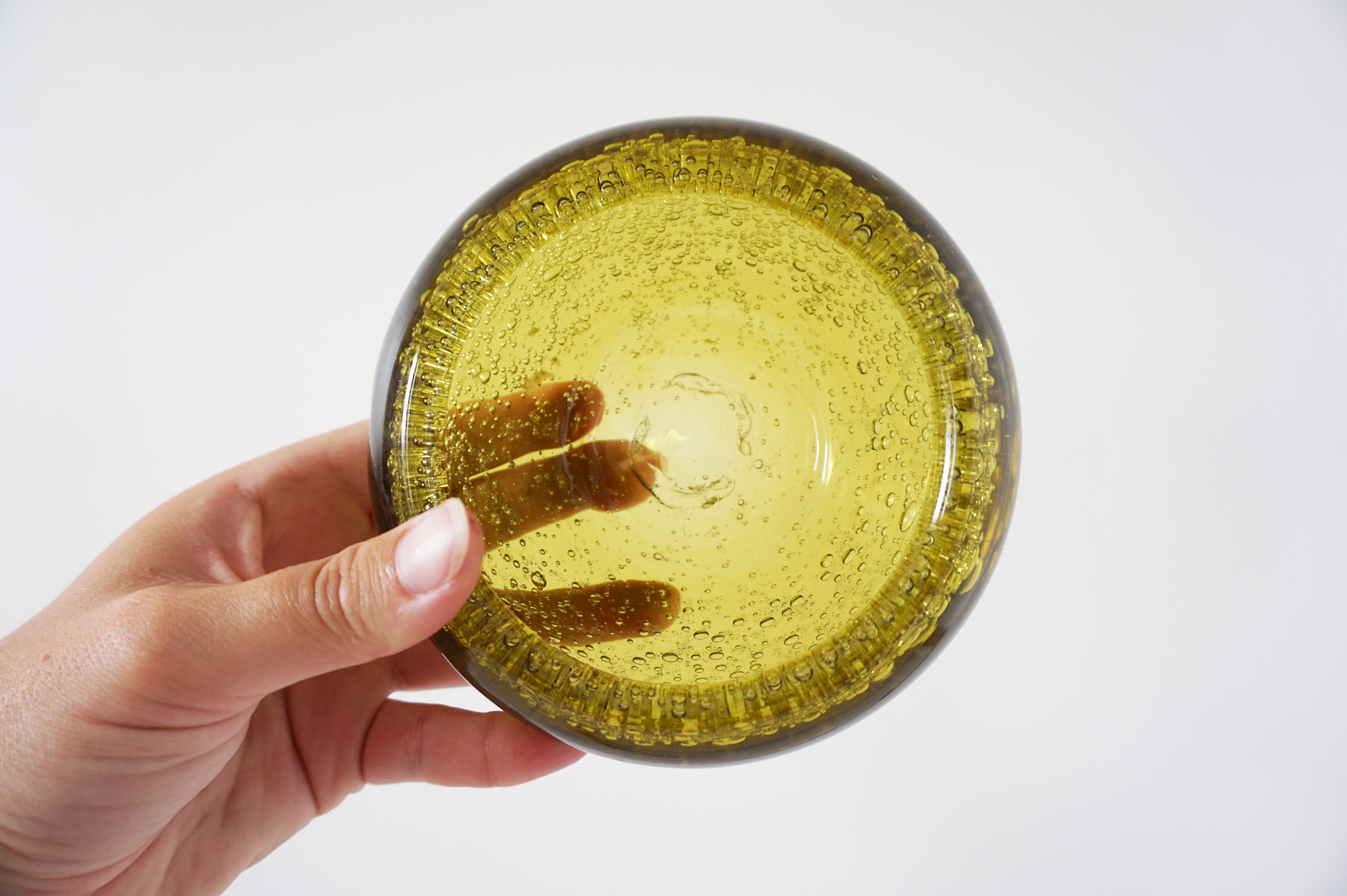 Green bubble glass ashtray 1960