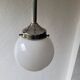 Opaline and chrome-plated metal globe pendant light – 1950s