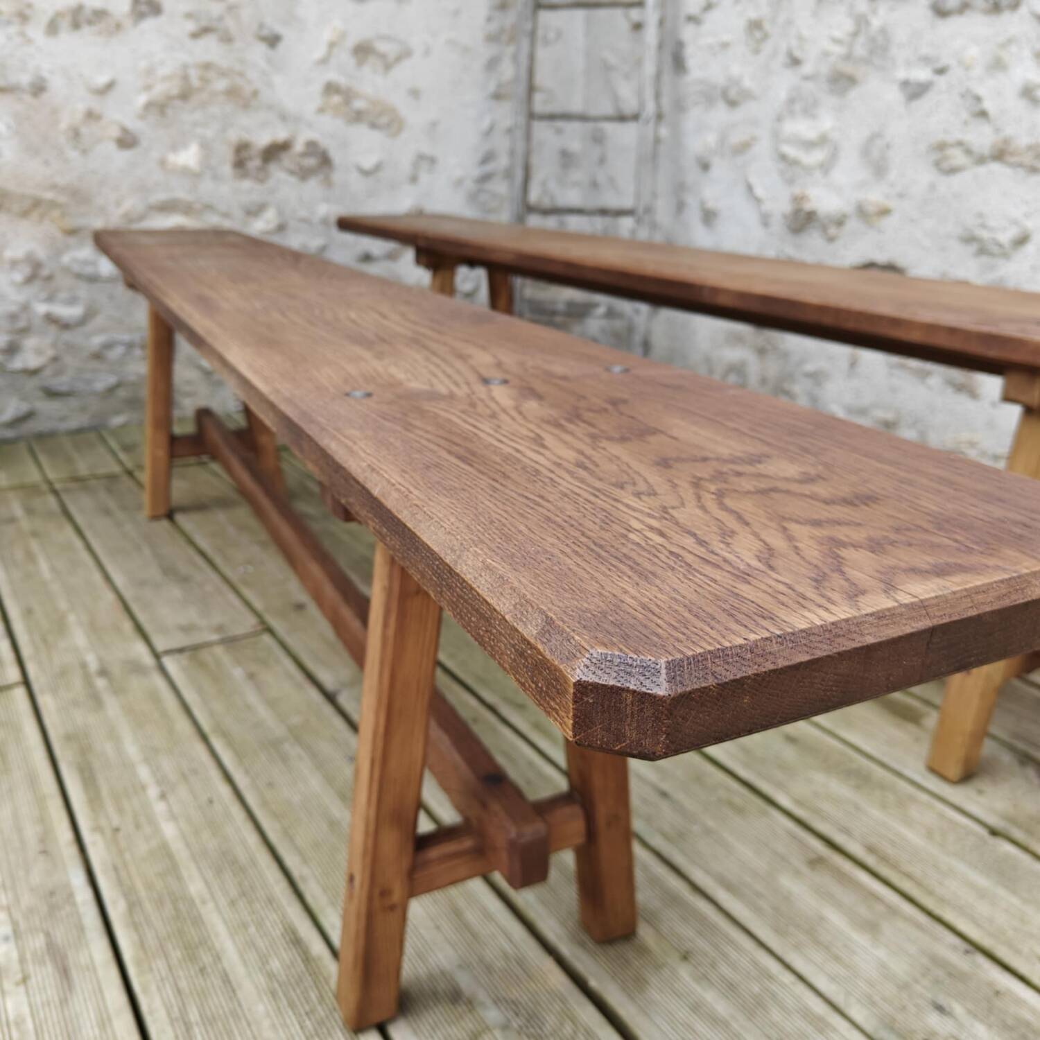 Pair of oak benches