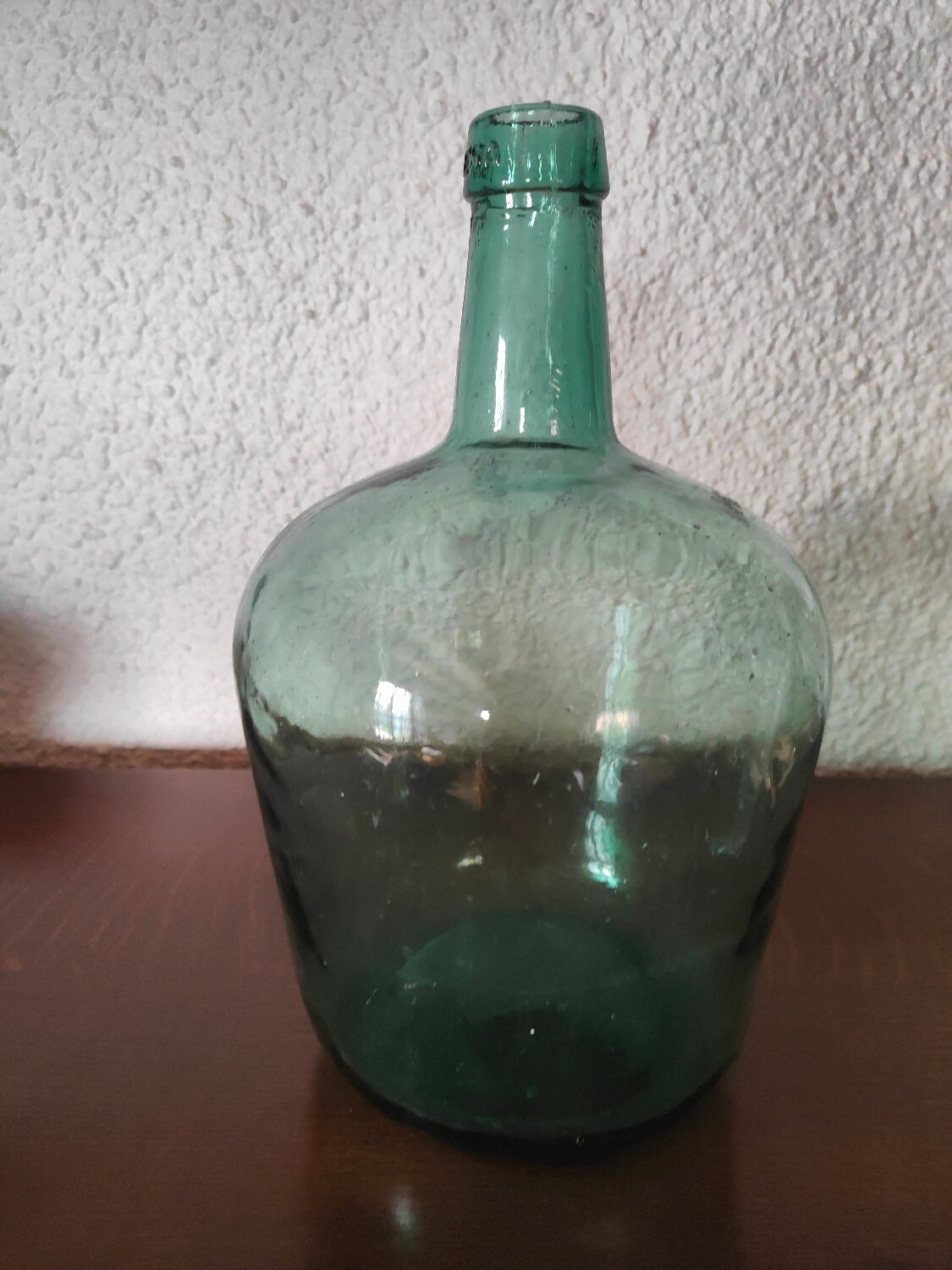 Dame Jeanne Viresa on the bottle neck in Green bubble glass 5 L