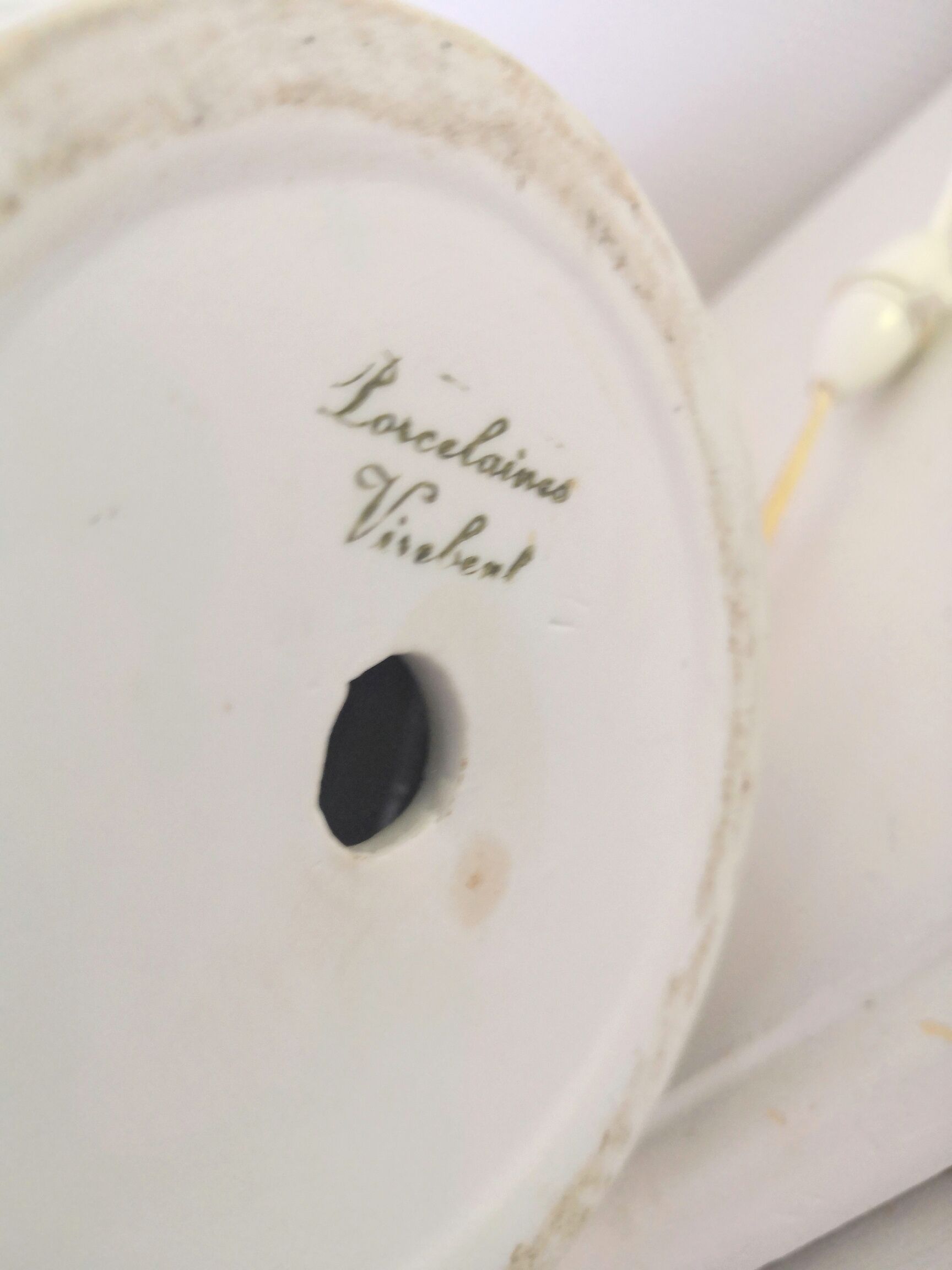 Virebent porcelain lamp and herbarium lampshade from the 70s